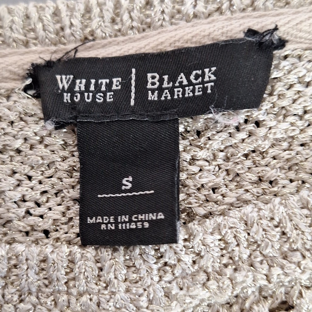 White House Black Market Textured Metallic Gold Knit - Picture 6 of 7